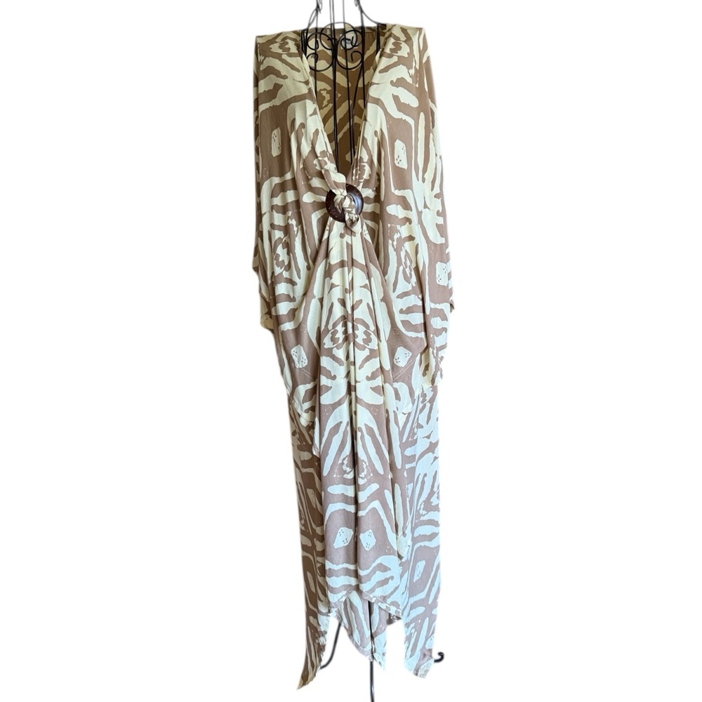 Brown and Cream Patterned Kaftan